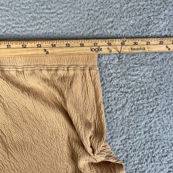 Susan Graver Pants Womens 1X Beige Tan Liquid Knit Wide-Leg Pull-On Crinkle - Picture 6 of 10